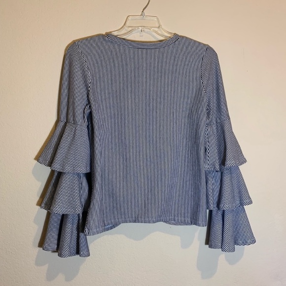 Belle + Sky Twist Front Tiered Ruffle Bell Sleeve - Picture 7 of 8